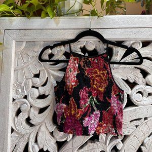 Low Back Smocked Floral Crop Top